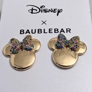 Disney x Baublebar Minnie Mouse Christmas earrings. Gold with multicolor bow